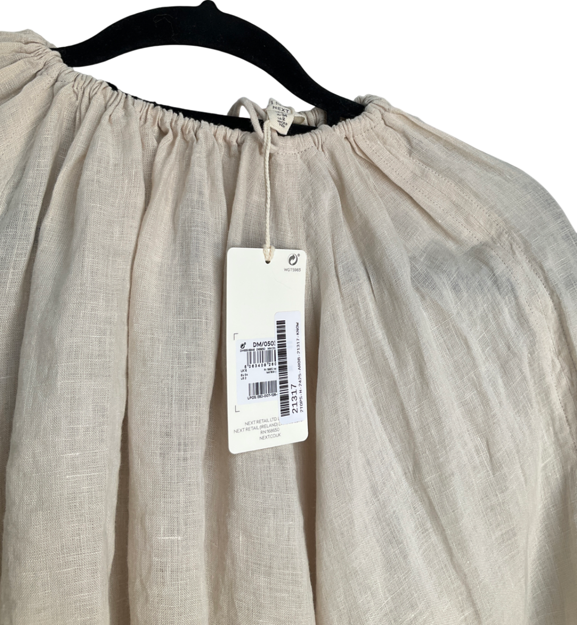 Next Ecru Cream 100% Linen Long Sleeve Boho Top UK 8