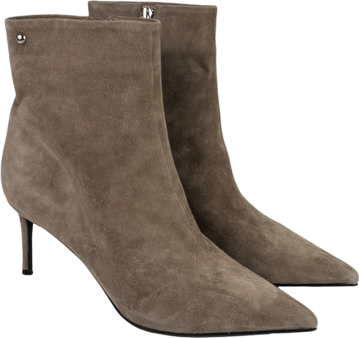 DANIEL Swift Mink Beige Suede Mid Heel Ankle Boots UK 6 EU 39