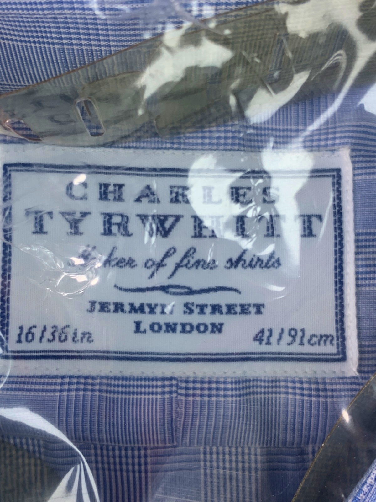 Charles Tyrwhitt Blue Non-Iron Check Shirt 16 inch Collar