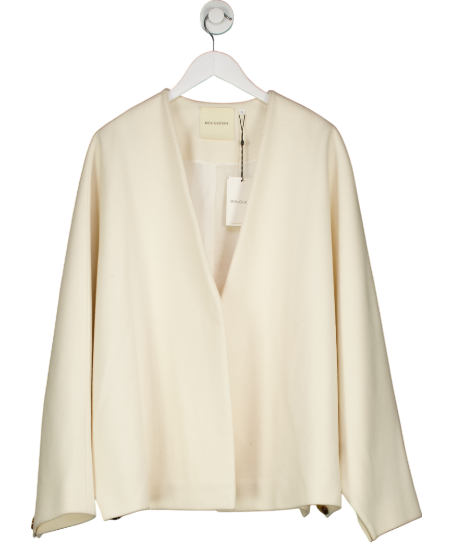 Bouguessa Cream Wool Blend Samah Poncho Coat UK S