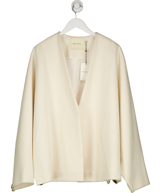 Bouguessa Cream Wool Blend Samah Poncho Coat UK S