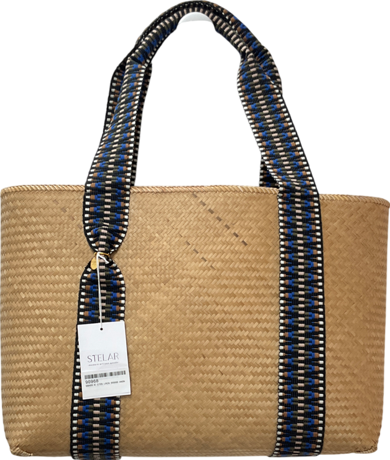Stelar Beige Handwoven Bamboo Vegan Small Tote Bag