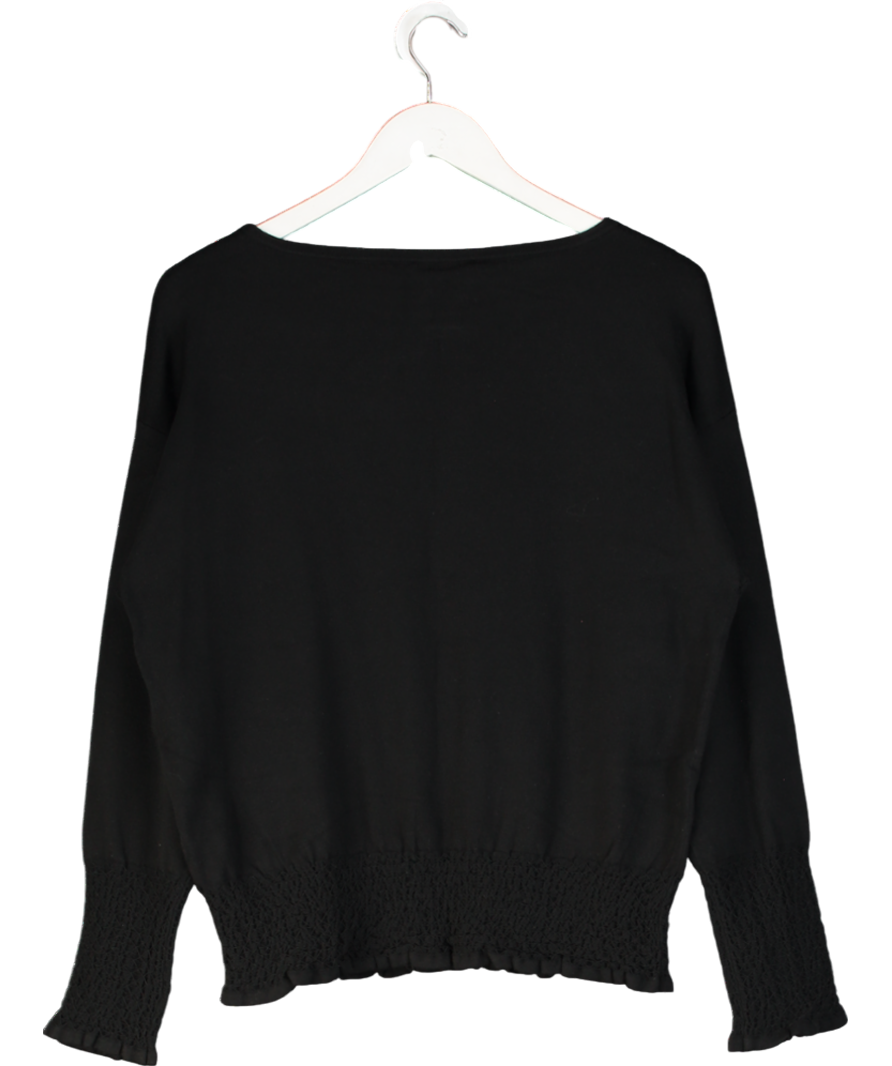 Mint Velvet Black Cotton Knit Ruched Hem Jumper UK M