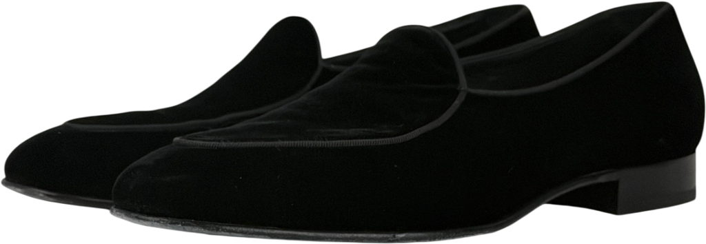 SUITSUPPLY Black Tuxedo Slip-on Cotton Velvet Loafer UK 10 EU 44 👞