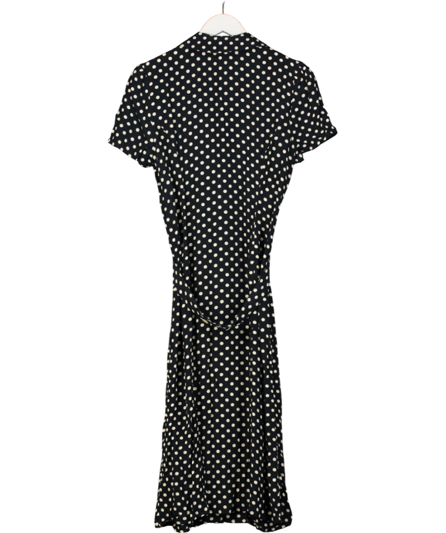 Rouje Black Polka Dot Midi Dress UK 14