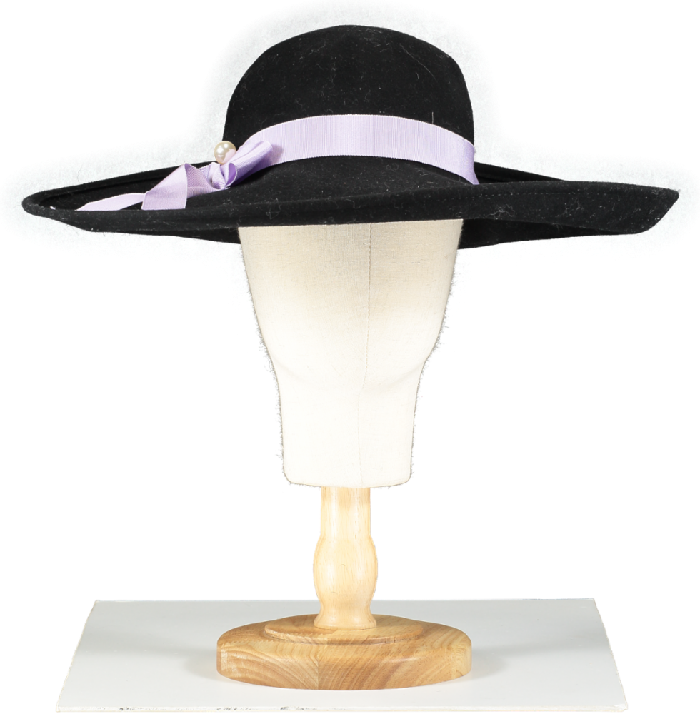 lock & co hatters Black Portobello Fedora Velour Hat With Purple Bow One Size