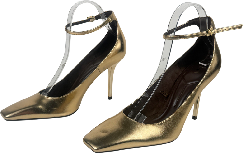 ZARA Gold Effect High-heel Shoes UK 7 EU 40
