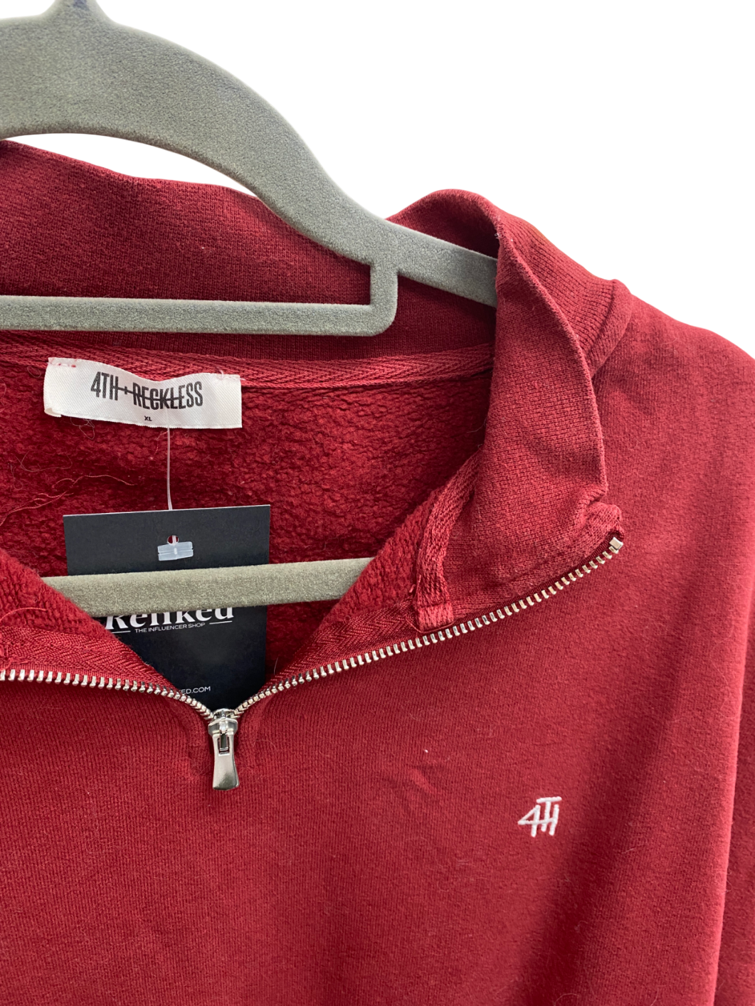 4th & Reckless Red Gilly 1/4 Zip Sweater UK XL