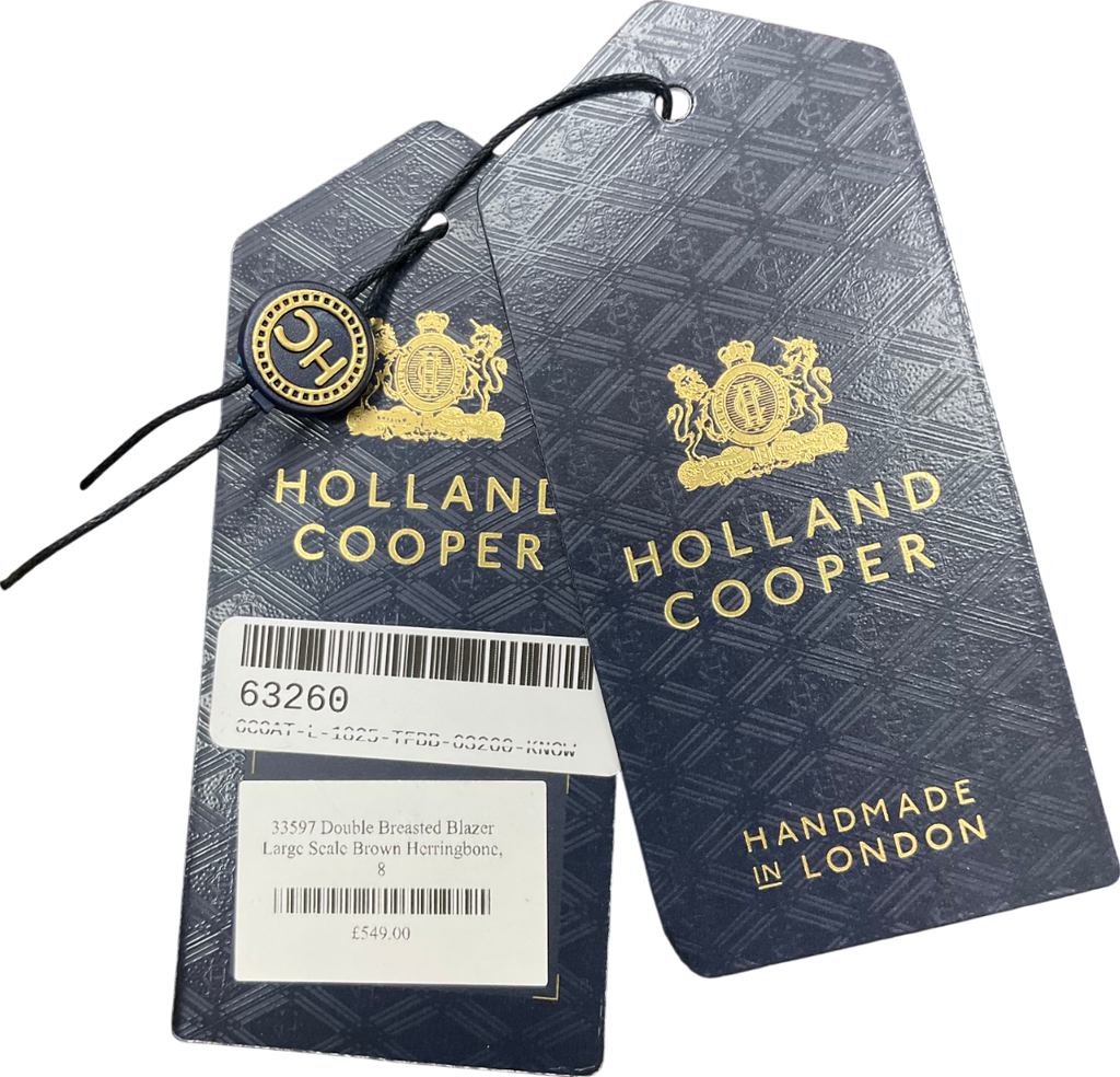 Holland Cooper Brown Double Breasted  Herringbone Blazer UK 8