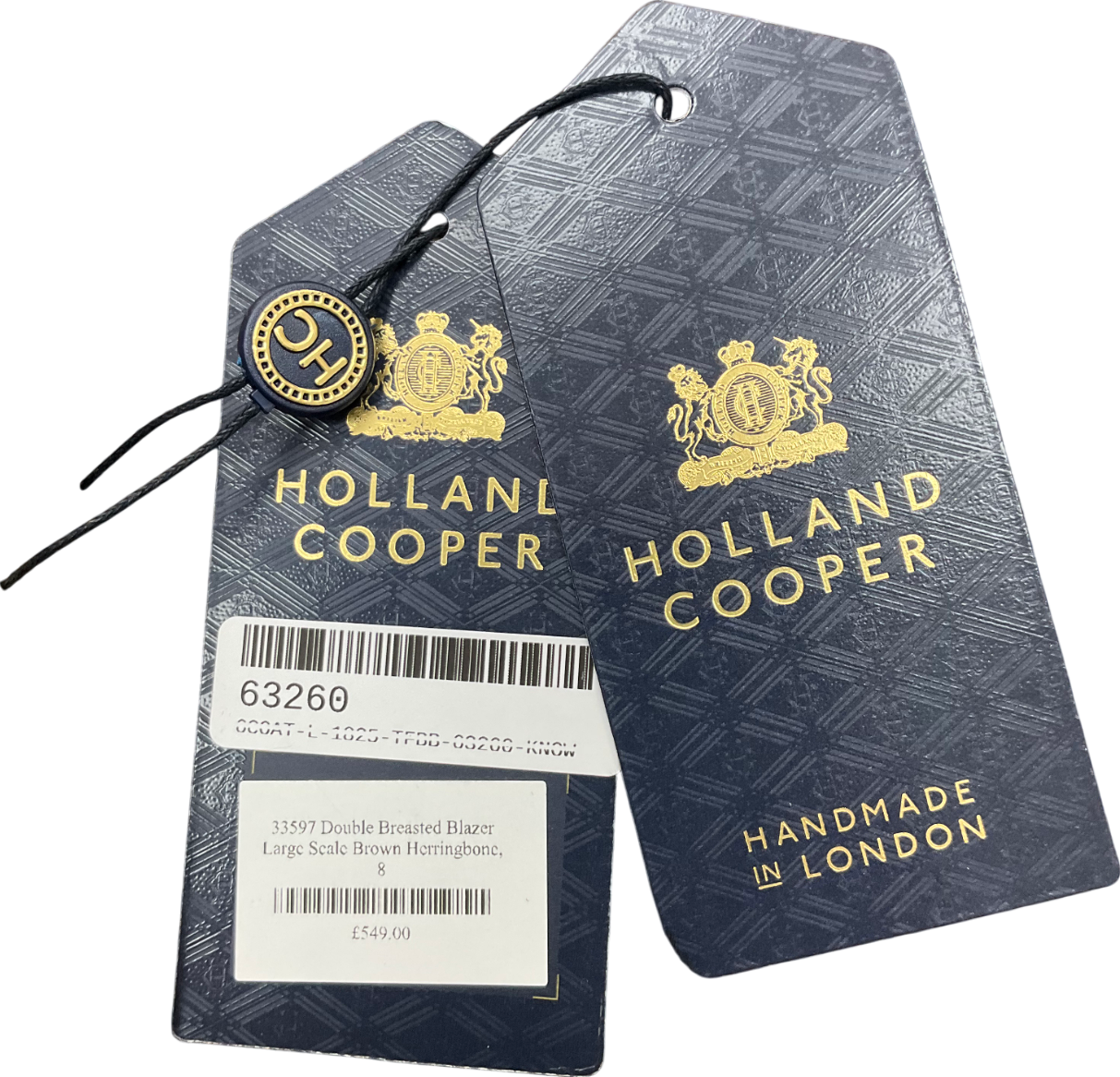 Holland Cooper Brown Double Breasted  Herringbone Blazer UK 8