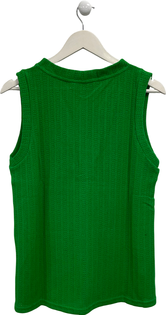 MANGO Green Crochet Waistcoat UK L