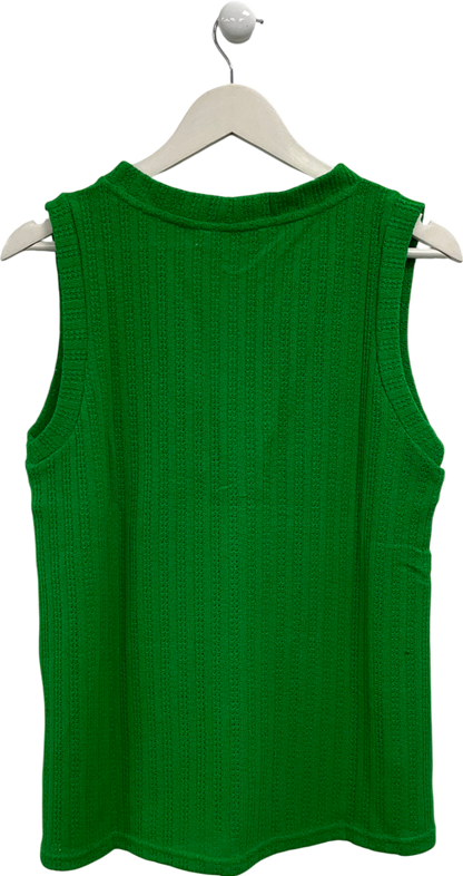 MANGO Green Crochet Waistcoat UK L