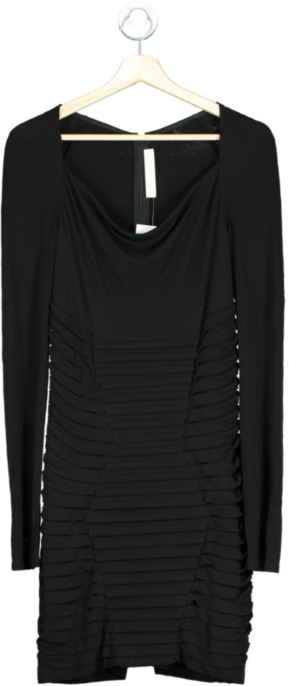 Dion Lee Black Draped Long Sleeve Dress UK 10