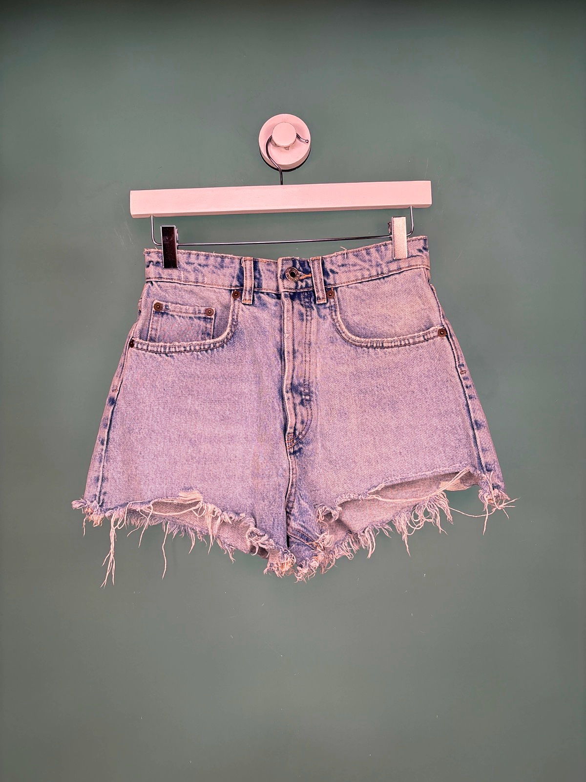 Zara Light Blue High-Waisted Denim Shorts UK 8