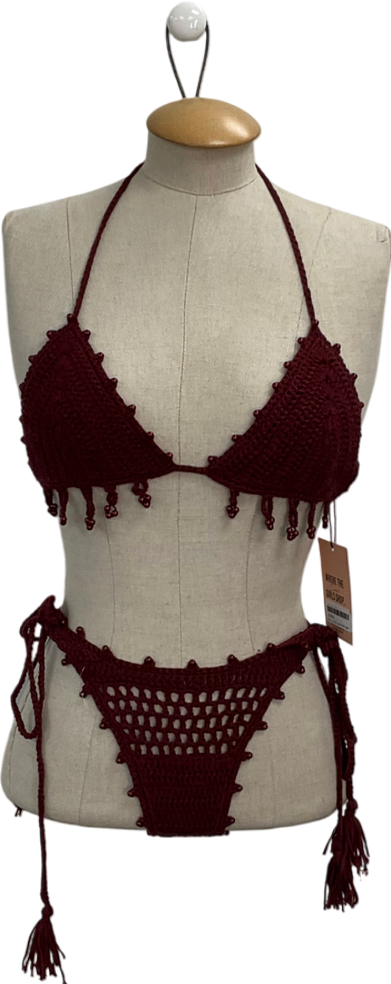 Mars the Label Red The Crochet Bikini - Wine UK S