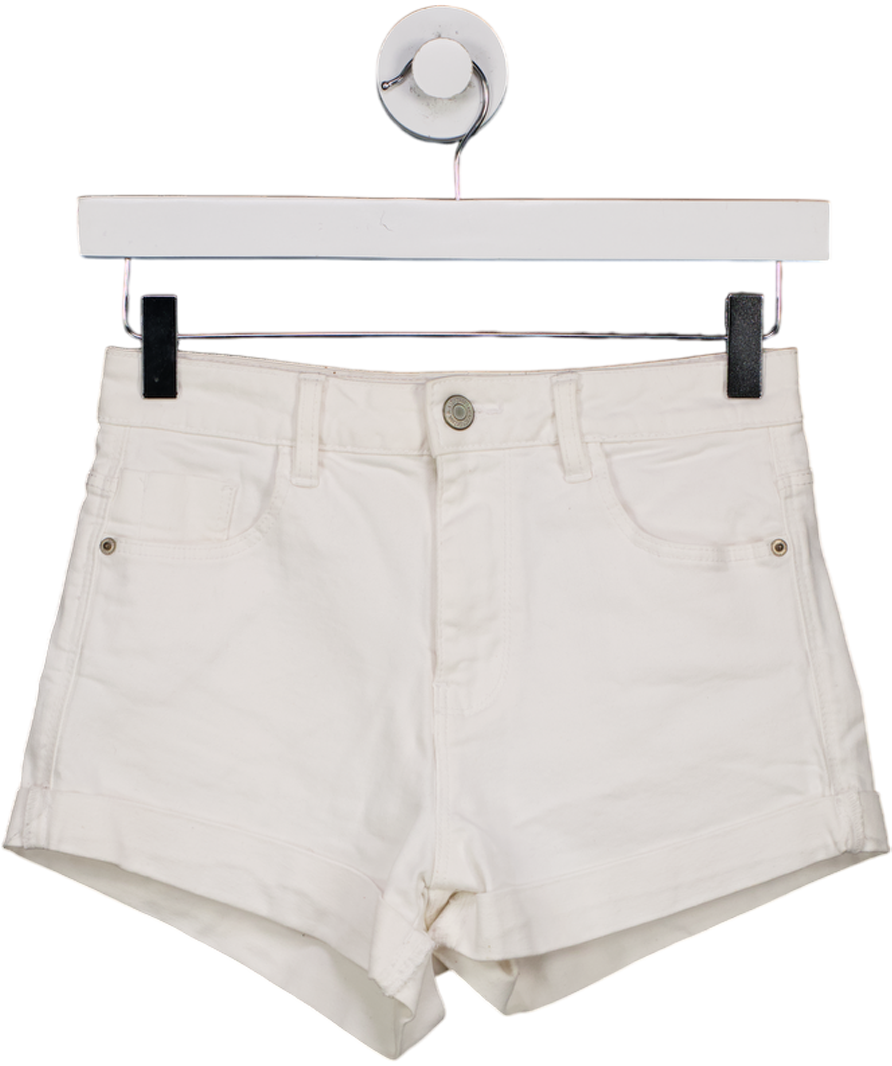 ZARA White Denim Mini Shorts UK 4