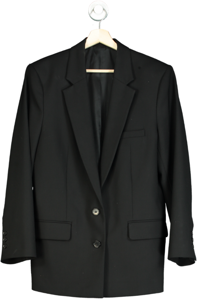 & Other Stories Black Wool Blend Blazer UK 6