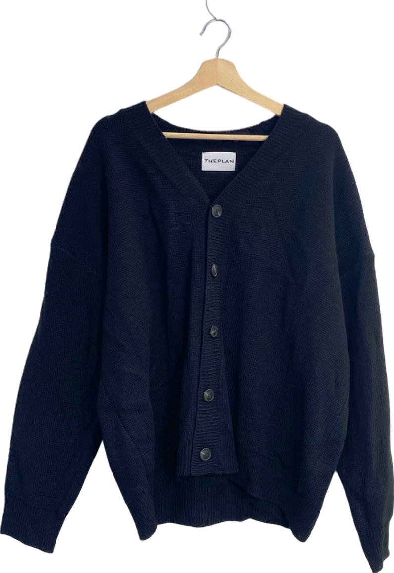 The Plan Black Knit Button-Up Cardigan UK M