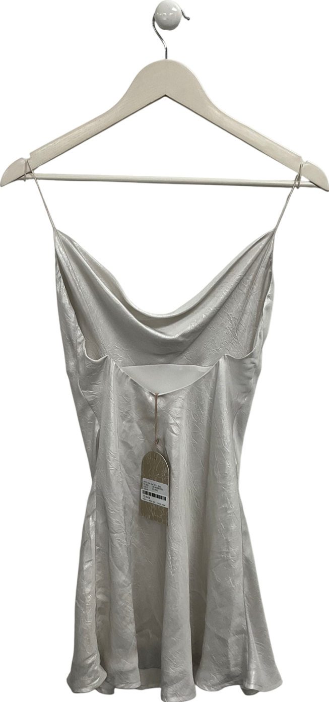 Meshki White Rhea Cowl Mini Dress - Pearl UK XS