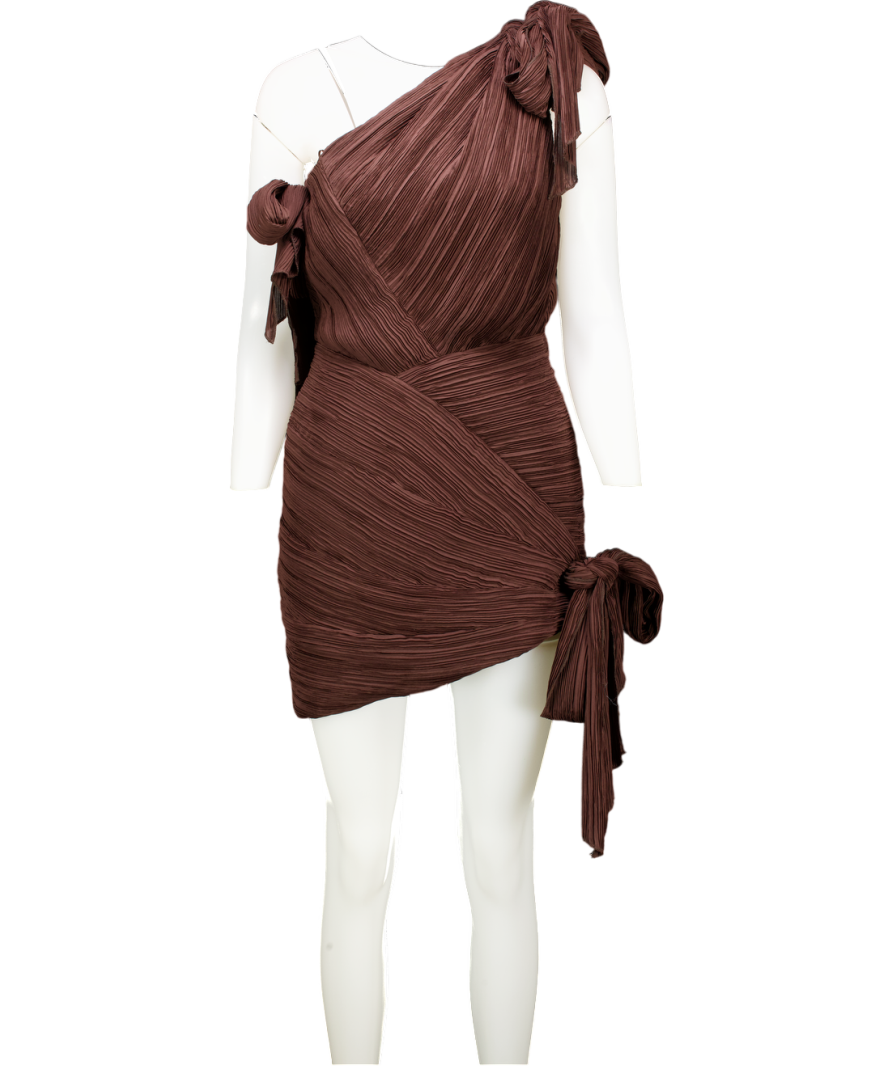 Cult Gaia Brown Plisse Wonder Dress UK 8