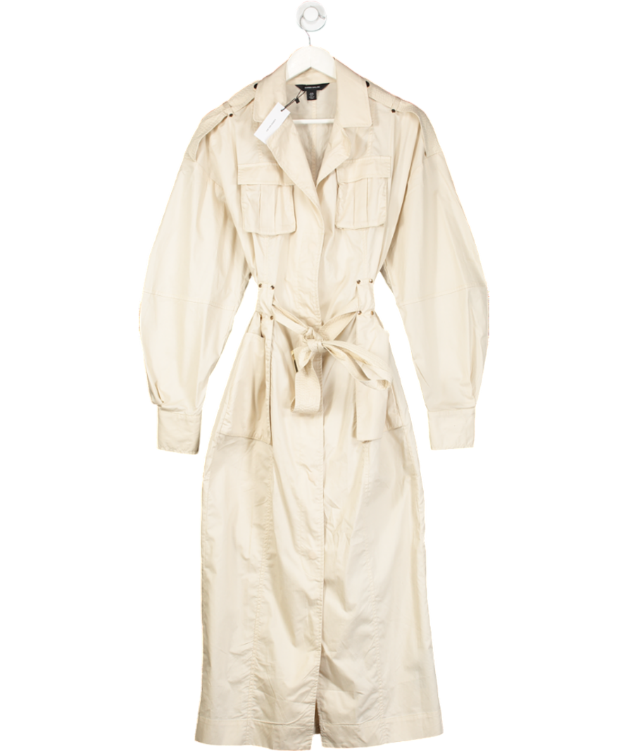 Karen Millen Beige Cotton Sateen Woven Maxi Shirt Dress UK 10