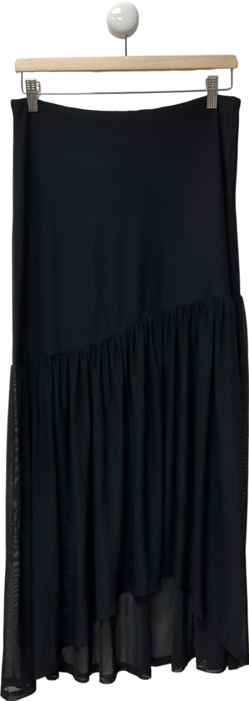 White Fox Black Asymmetric Mesh Skirt UK M