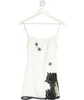 MIXEDGALS Cream / Black Lace Detail Satin Mini Dress UK S