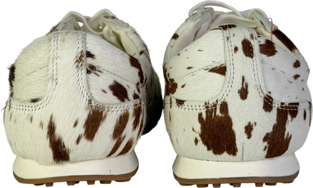 ASOS White Dive Premium Leather Lace Up Trainers In Deer Print UK 5 EU 38 👠