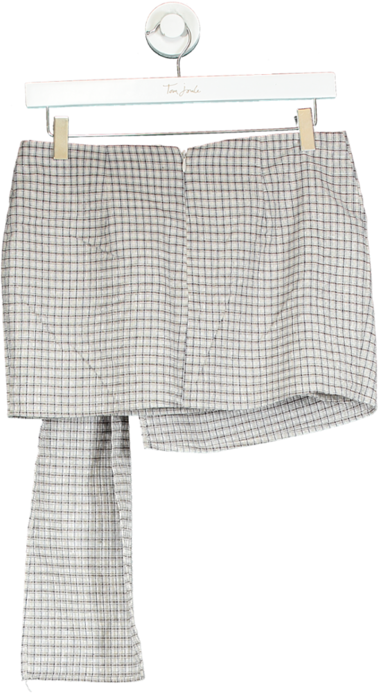 Lioness Beige Checkered Wrap Skirt UK S