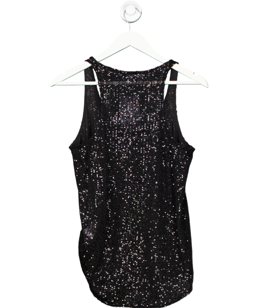 Peakcocks Black Sequin Embellished Tank Top UK 12
