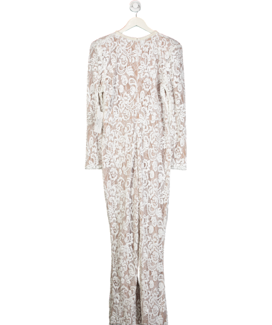 Nadine Merabi White Bella Embellished Jumpsuit UK XL