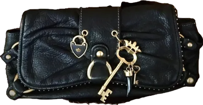 Juicy Couture Black Leather Charm Clutch Bag Reliked