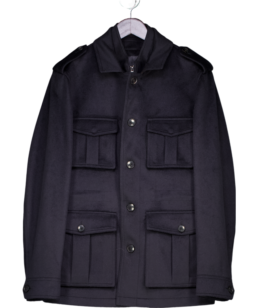 REISS Blue Firenze Atelier Felted Cashmere Field Jacket UK S