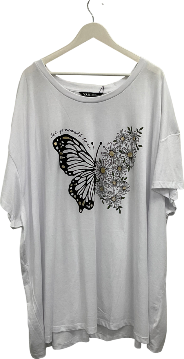 Yours White Let Yourself Free Tee UK XXXL