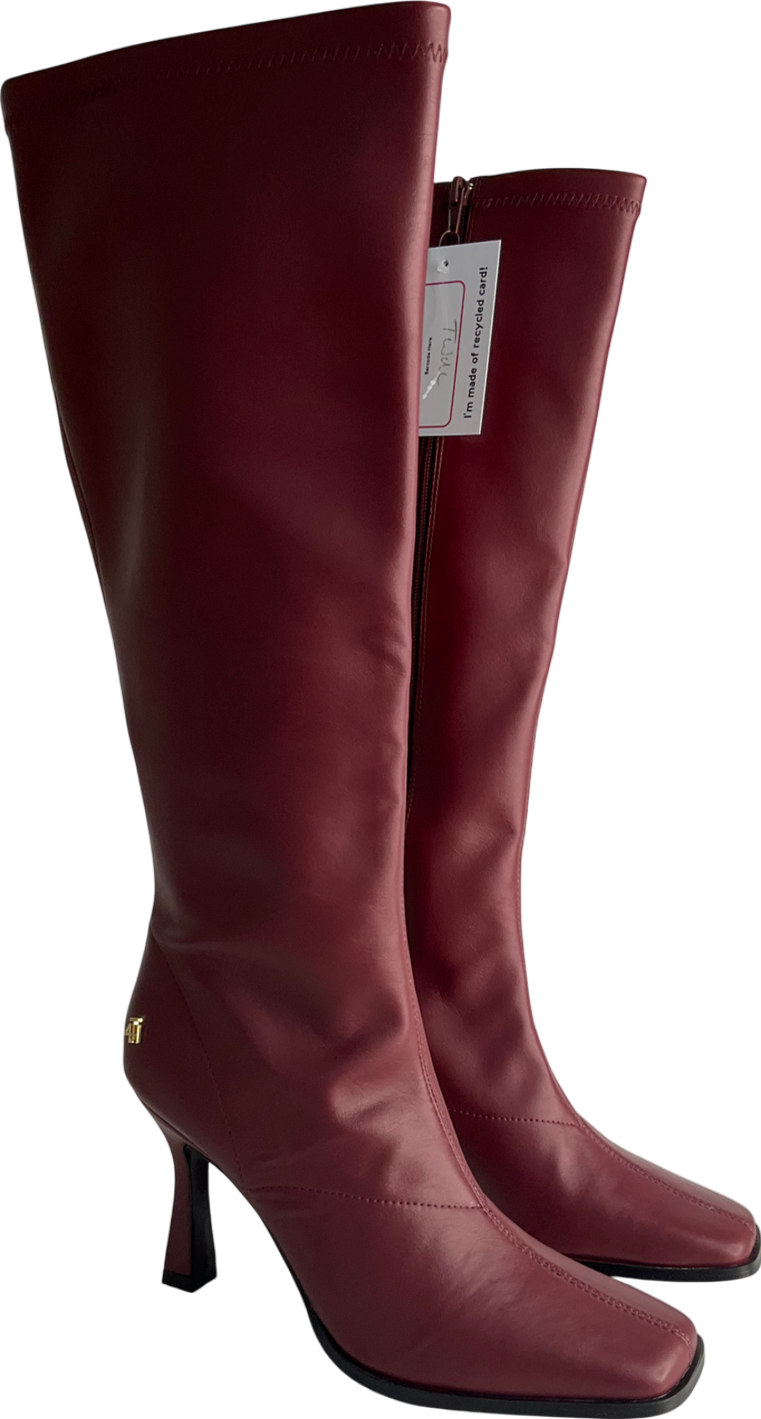 4th & Reckless Red Faux Leather Knee High Boots UK 7 EU 40 👠