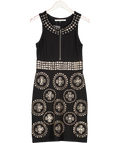 Diane von Furstenberg Black Zip Front Studded Dress UK 8