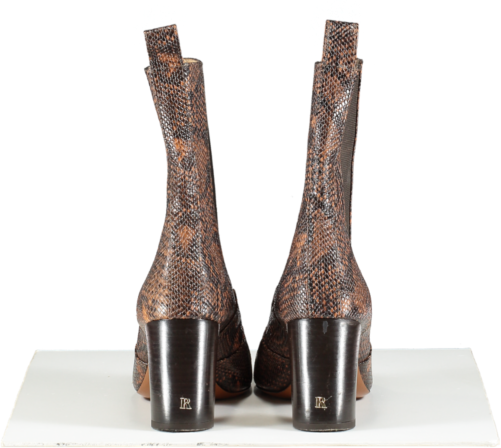 Rouje Brown Snake Print Ankle Boots UK 8 EU 41 👠