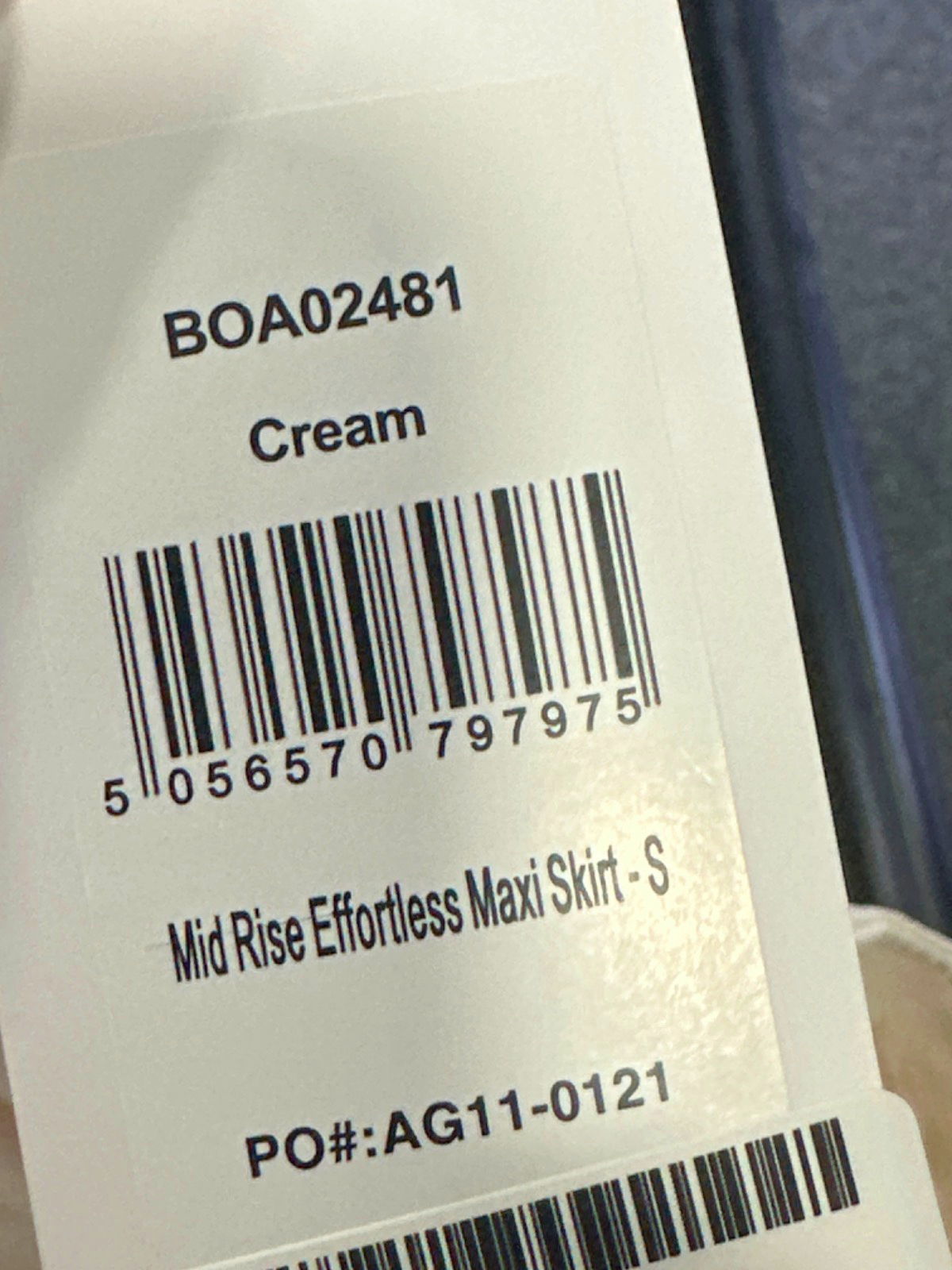 Boa Cream Mid Rise Effortless Maxi Skirt S