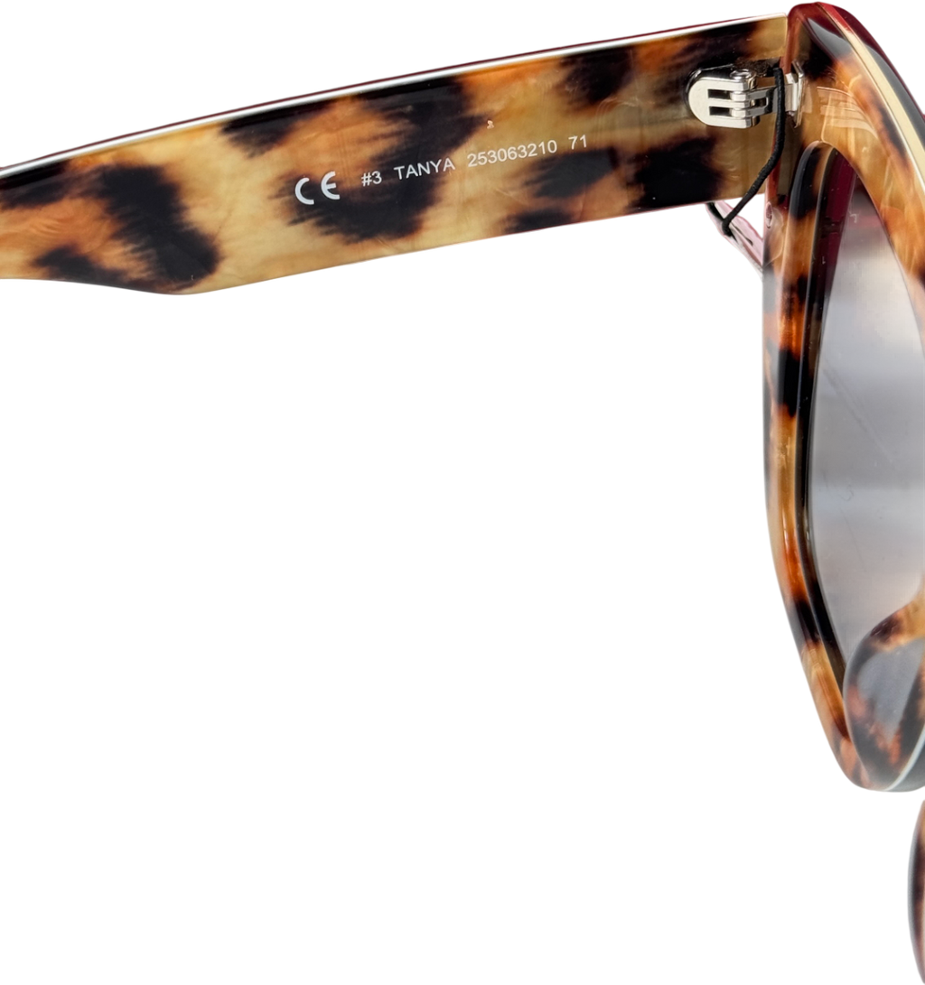 TALBOTS Black Tanya Colorblock Leopard Sunglasses In Case One Size