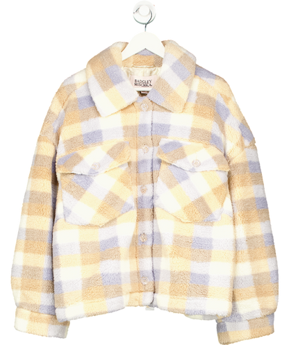 Badgley Mischka Beige Check Super Soft Sherpa Teddy Fleece Jacket UK XXL