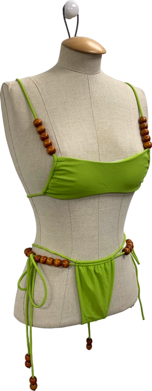 Bare Damsel Green Beaded Bikini Set UK XS