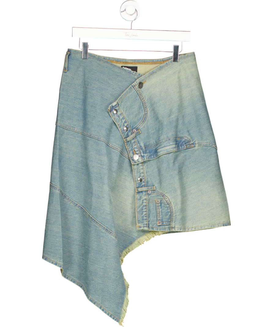 Basic Pleasure Mode Blue Asymmetric Awkward Length Denim Skirt UK M