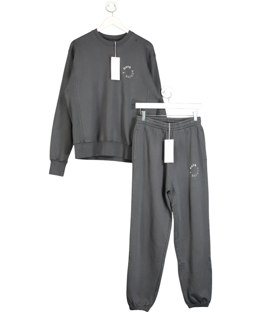 7 Days Active Grey Monday 100% Organic Cotton 2-piece lounge tracksuit Set UK S