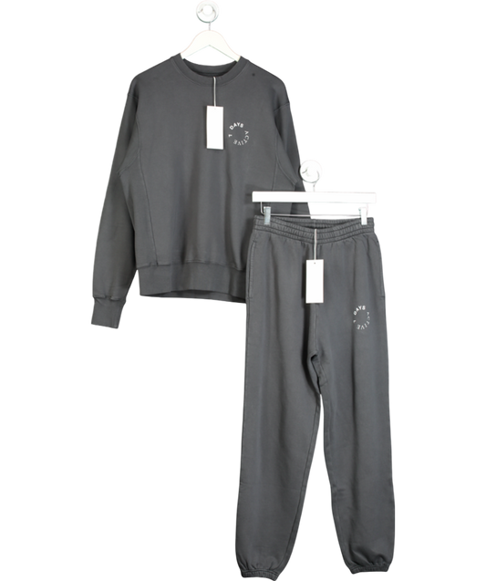 7 Days Active Grey Monday 100% Organic Cotton 2-piece lounge tracksuit Set UK S