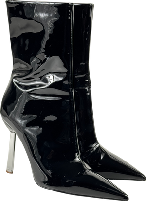 LAMARA LONDON Berkeley Sq Sculptural Heel Boots - Black Patent UK 6 EU 39
