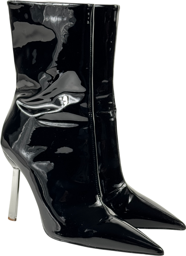 LAMARA LONDON Berkeley Sq Sculptural Heel Boots - Black Patent UK 6 EU 39