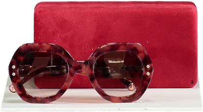 Carolina Herrera Cherry Brown Logo Arm Tortoiseshell Sunglasses