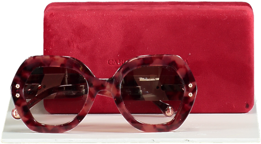 Carolina Herrera Cherry Brown Logo Arm Tortoiseshell Sunglasses