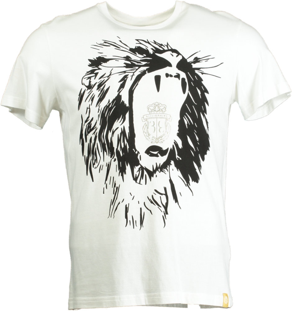 Billionaire White Lion Print T-Shirt UK S