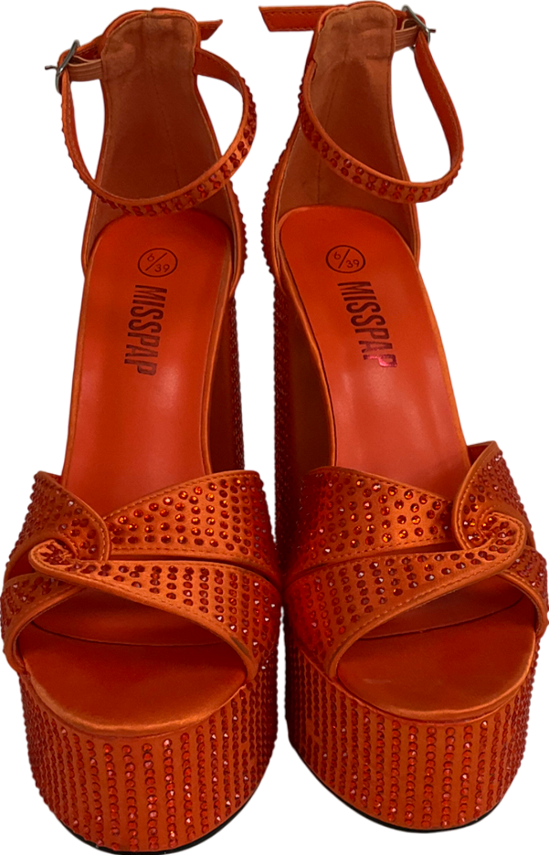 Misspap Orange Diamante Extreme Platform Heels UK 6 EU 39 👠